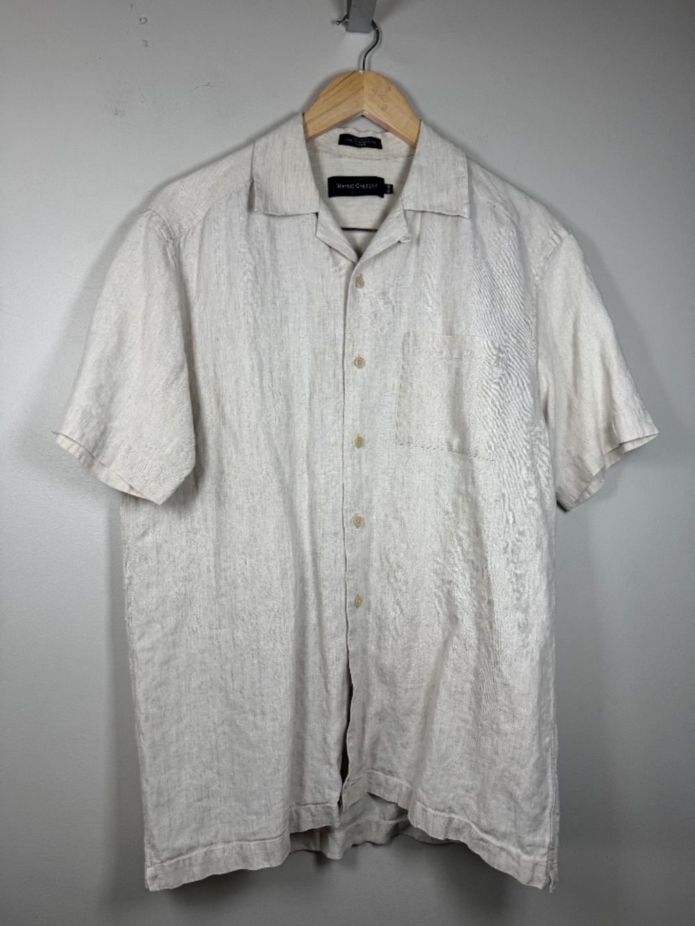 Wayne Gretzky Vintae Men’s Cream Short Sleeve Button-Down Shirt Medium